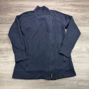 Lululemon Back To It Wrap Jacket Womens 6 Navy Asymmetrical Full Zip Fleece Yoga